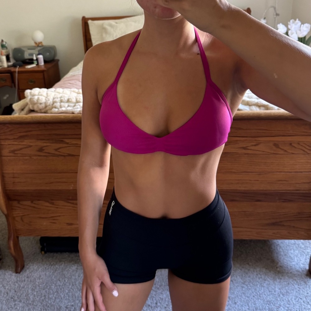 Dfyne impact strappy bra floral pink extra small